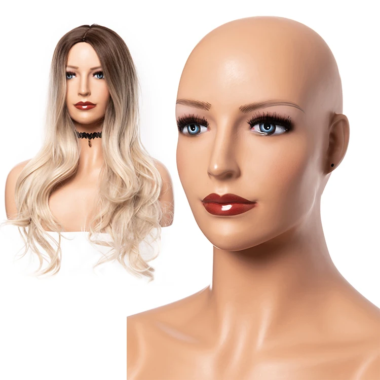 Advanced Necklace Jewelry Display Mannequin Head Stand Fiberglass Realistic Makeup Face Exquisite Female Head Mannequin