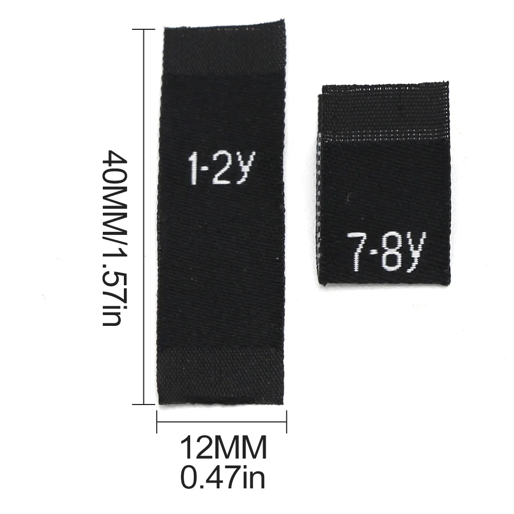 100 шт. бирки для одежды белая черная этикетка размера с номером возраста складная