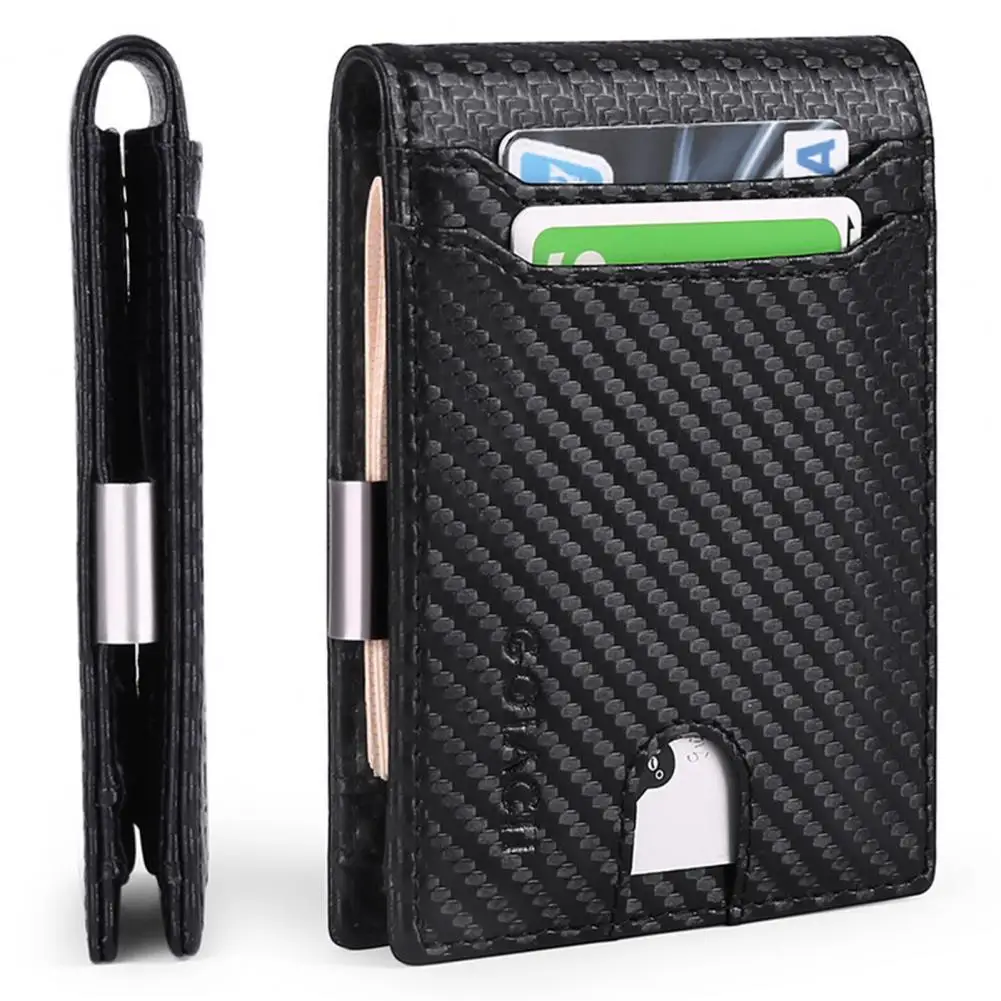 

Faux Leather Men's Wallet Minimalist RFID Blocking Multiple Slots Large Capacity Bi-fold Men Wallet for Daily Use
