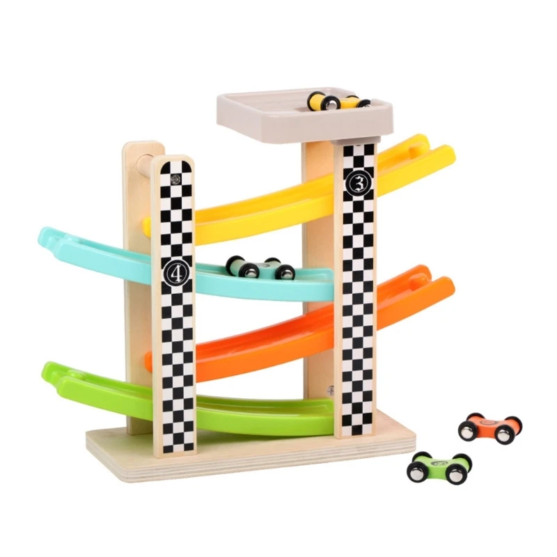 

Автомобильная Рампа, игрушка для малышей, семейная гоночная трасса, автомобильная игрушка с 4 деревянными автомобилями и парковочной парковкой, подарок для мальчиков и девочек