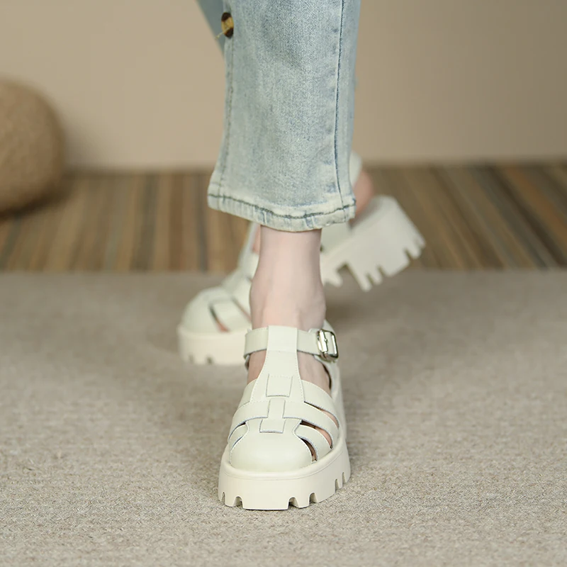 Женские сандалии-гладиаторы ASUMER из натуральной кожи босоножки на платформе