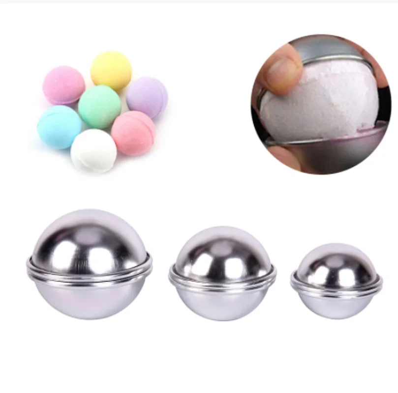 

2022 New 1 pair DIY Semicircle Sphere Bath Bomb Molds Aluminum Alloy Ball Sphere Bath Bomb Mold Cake Baking Pastry Mould