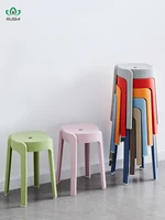 Plastic Stool Thickened Household Stackable Dining Table Bench round Stool Fashion Creative High Stool Nordic Simple Chair