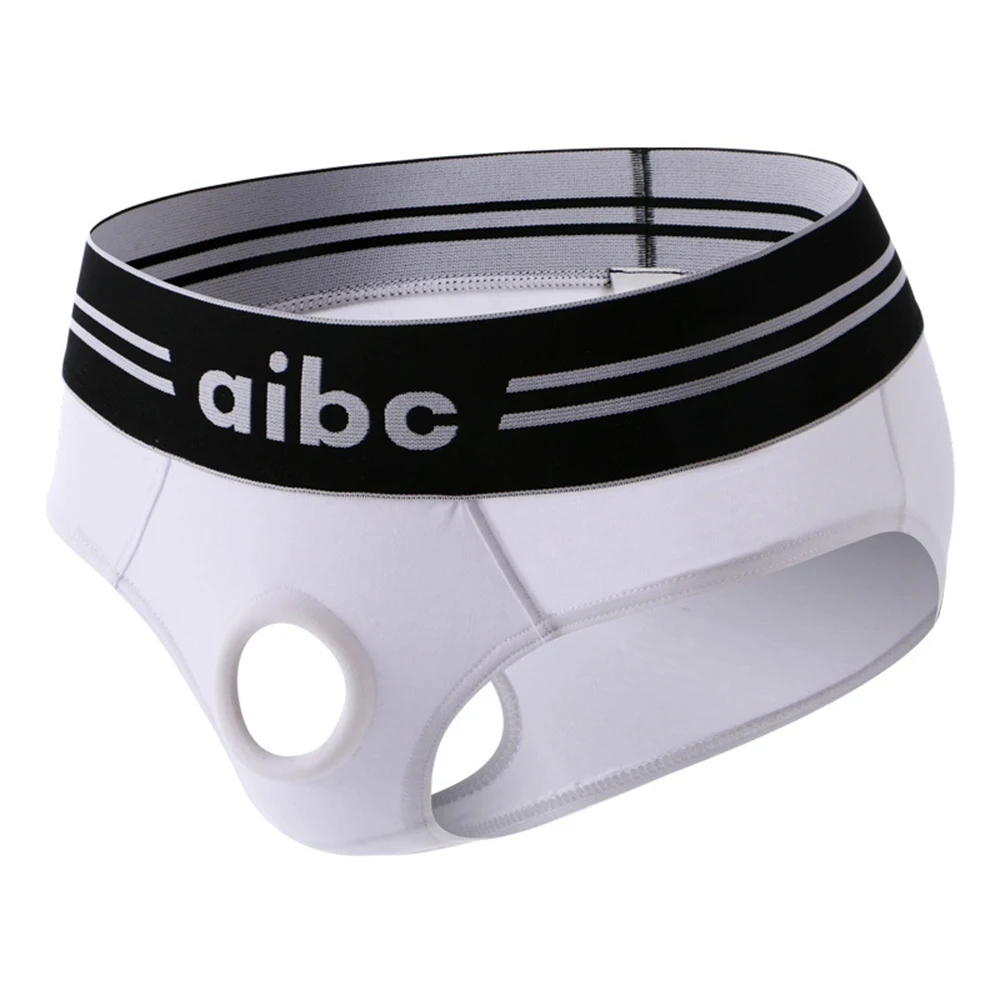 Мужское сексуальное хлопковое нижнее белье трусы-бикини с открытыми отверстиями