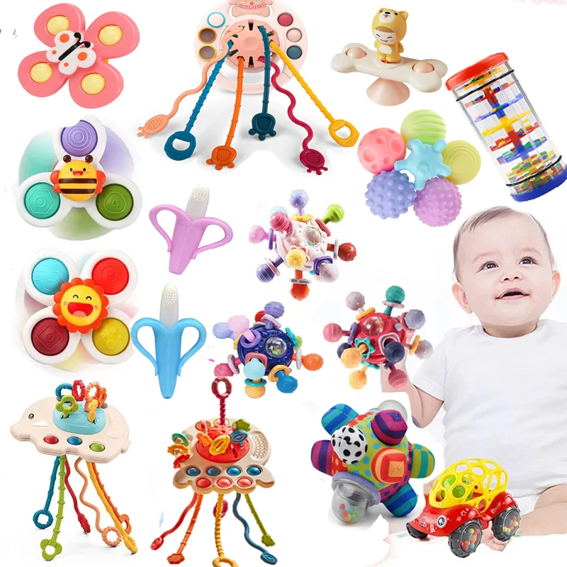 Детские игрушки 0-12 месяцев, умные игрушки для развития ребенка, развивающие игрушки из силикона, детские игрушки для прорезывания зубов