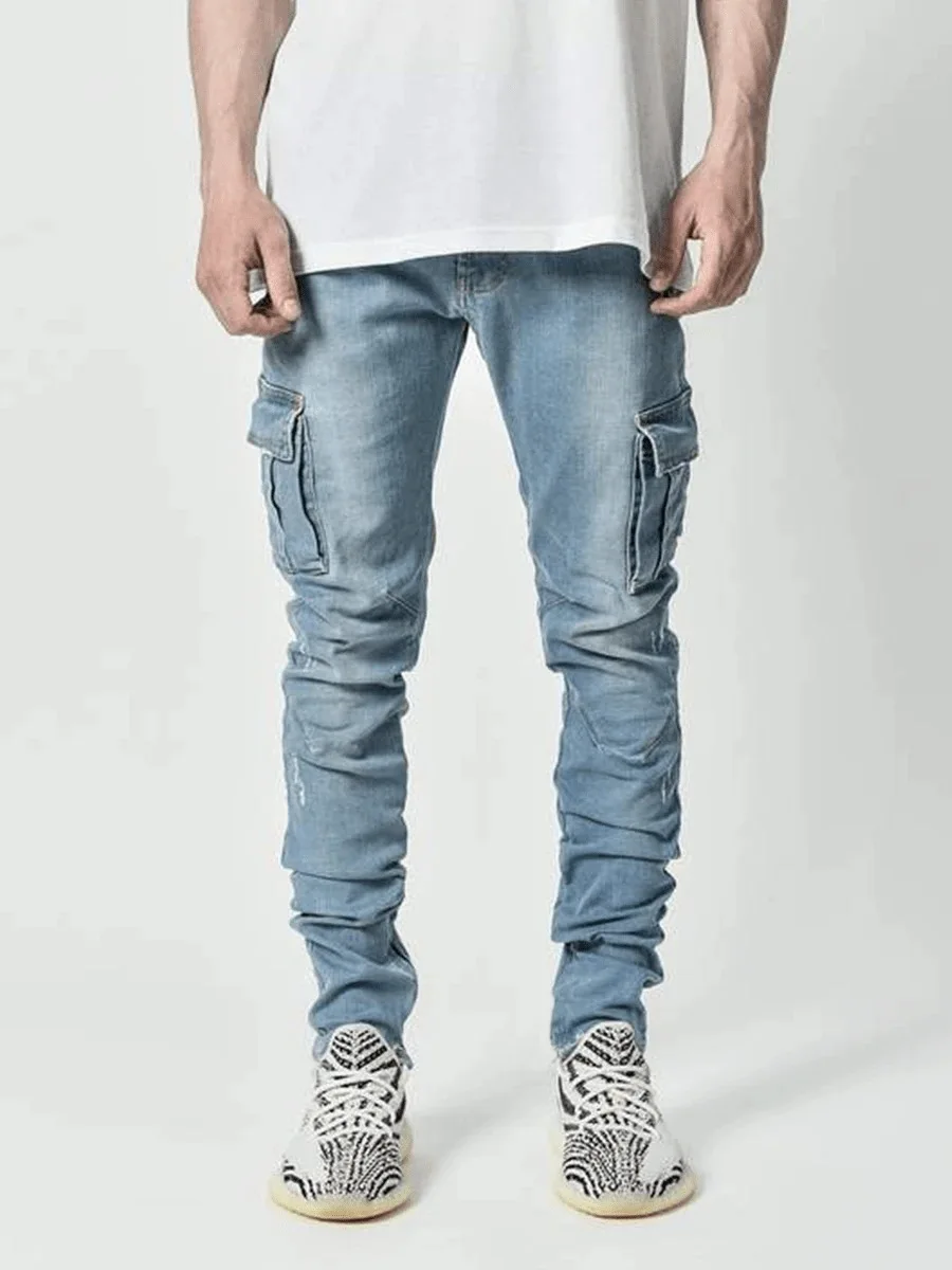 2022 Europe and America New Jeans Men Side Pocket Small Feet Skinny Jeans Men Jeans  Pants  Men Jeans