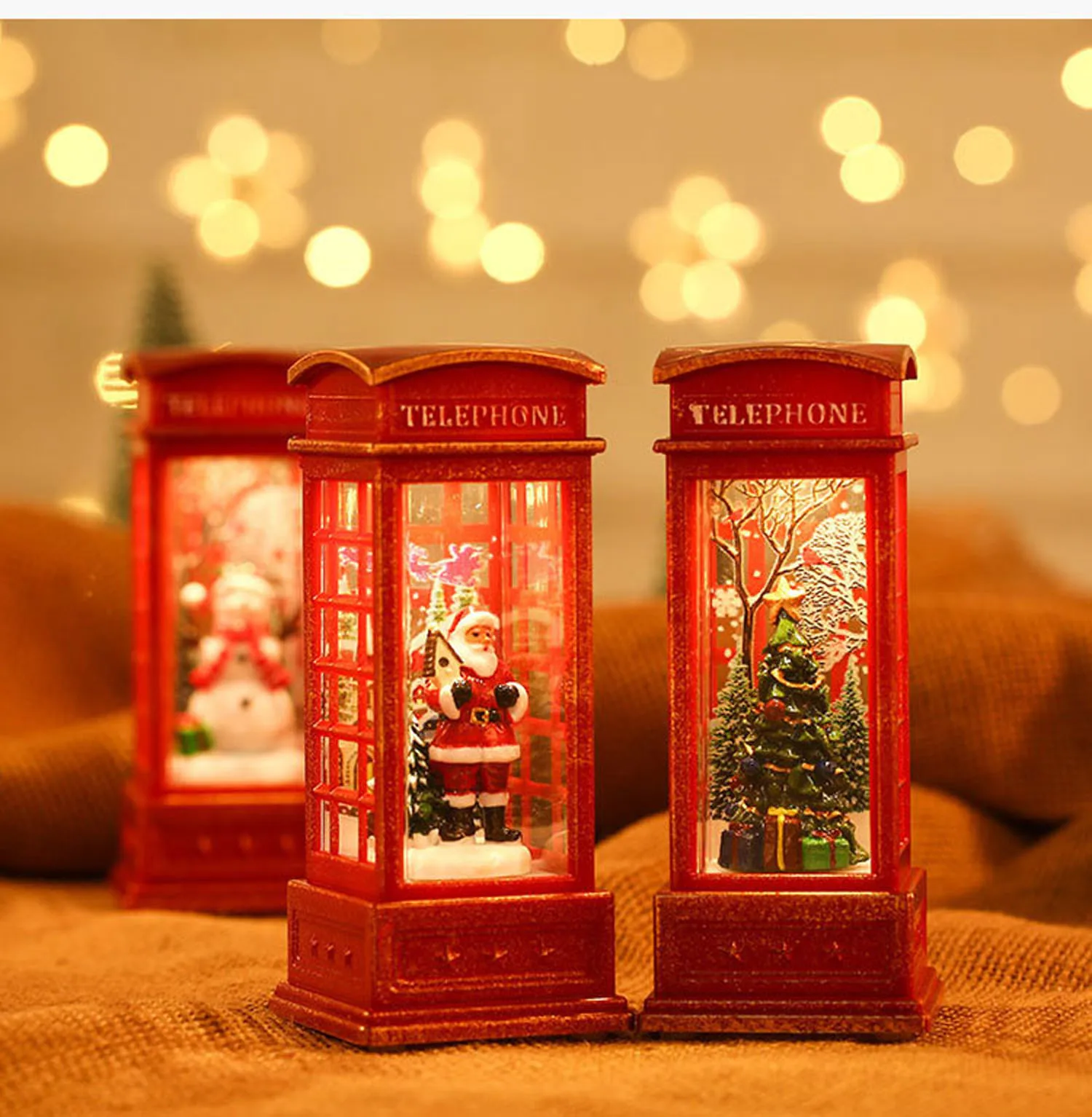 

Рождественская фотография интерьера, телефонная будка, мини масляная лампа, сцена KTV для отеля, светящиеся украшения, рождественские подарк...