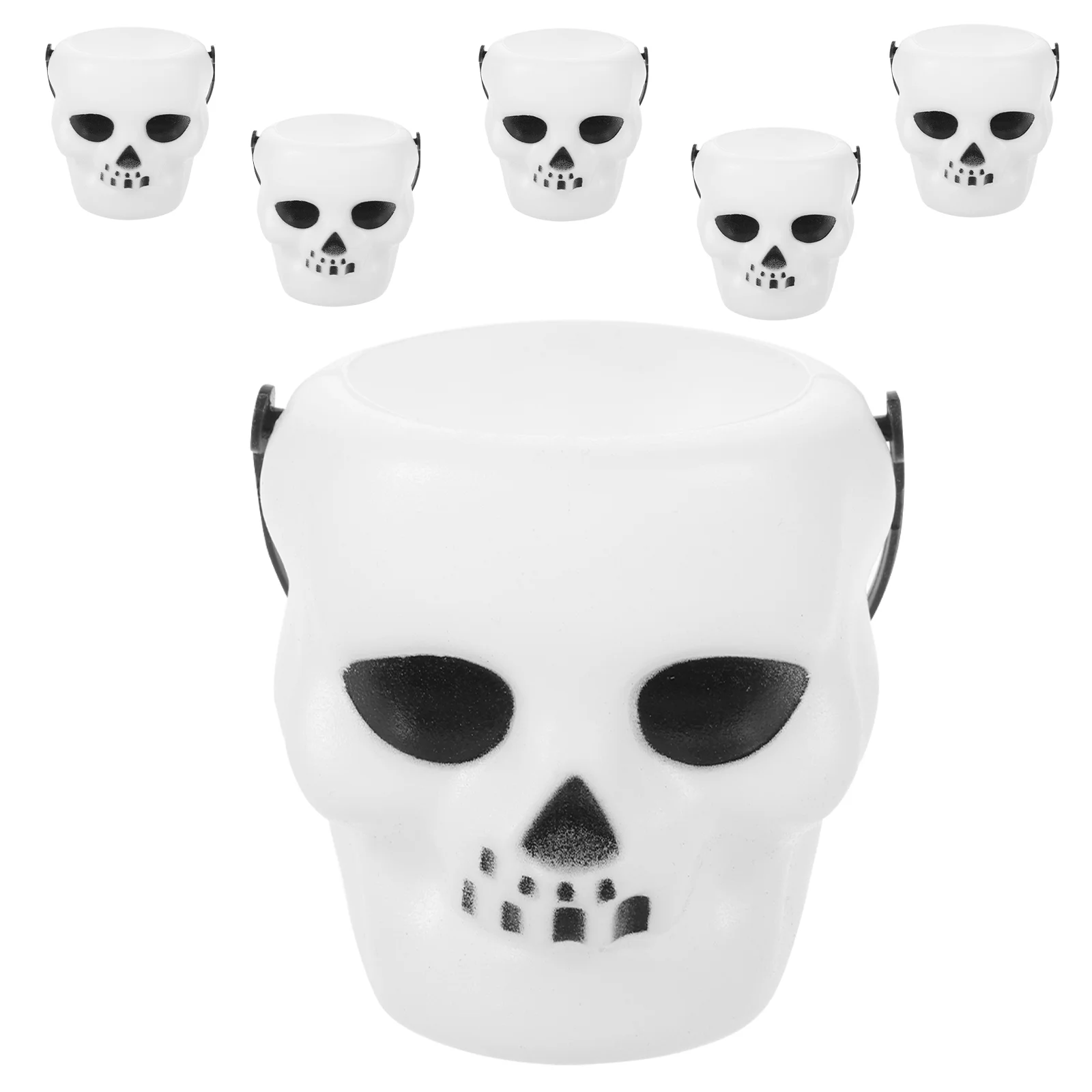 

18 Pcs White Bucket Party Candy Basket Pumpkin Halloween Treat Supplies Plastic Portable