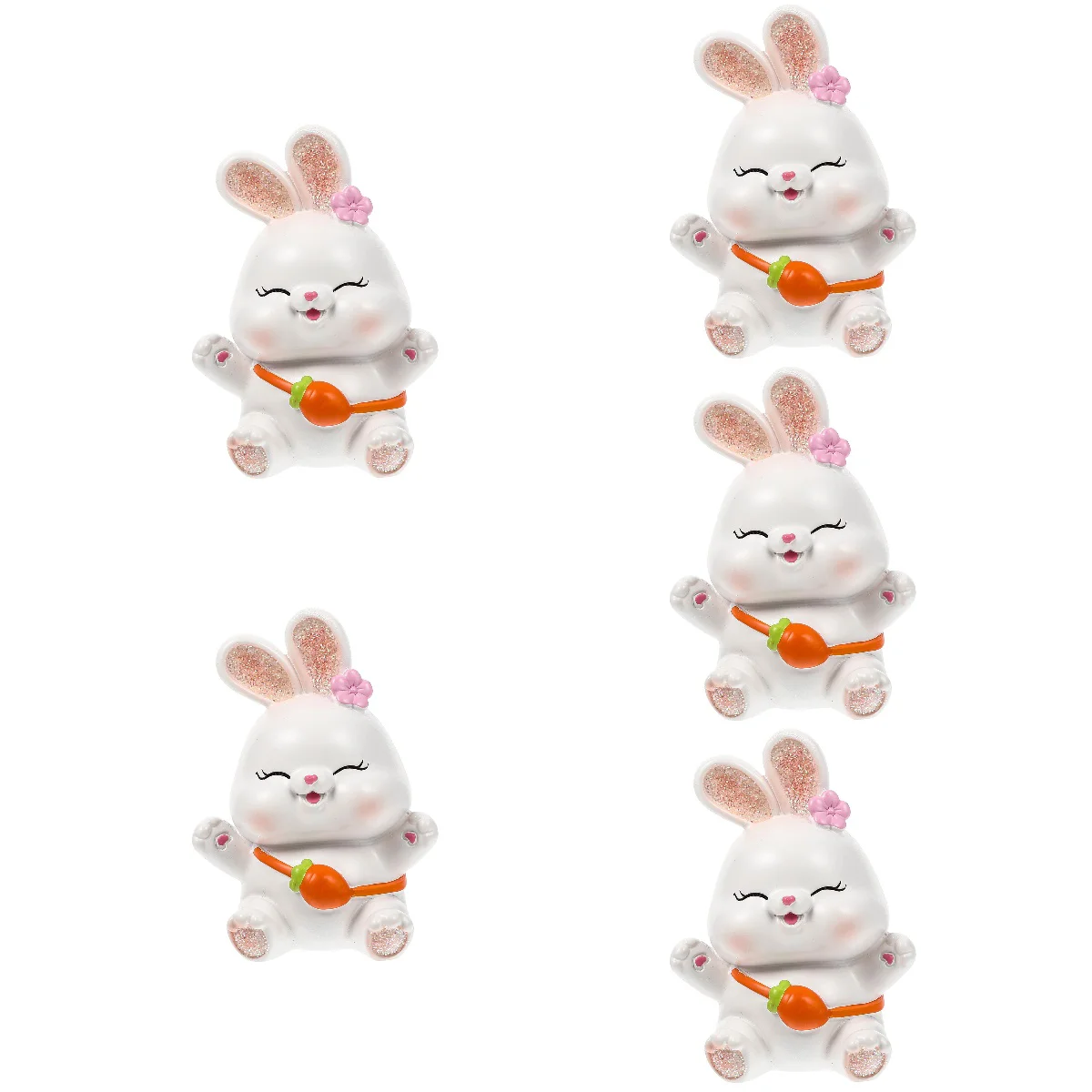 

5pcs Desktop Miniature Rabbit Figurine Cartoon Rabbit DIY Car Bunny Decoration