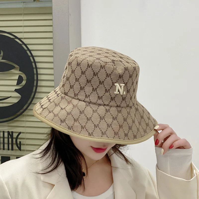 

Unisex Cotton Embroidered N Bucket Hats for Women Summer Sunscreen Panam Travel Beach Cap Men's Fedoras Outdoor Fisherman Hat