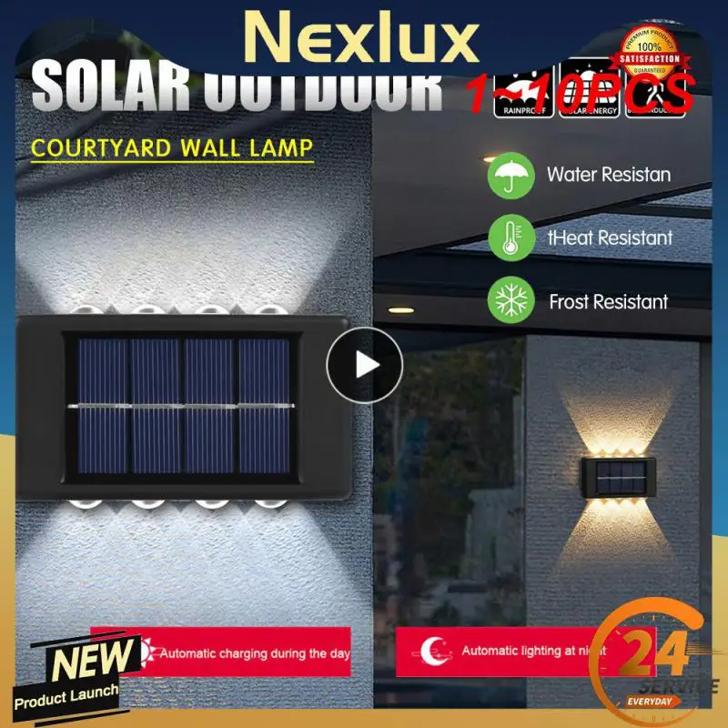 

1 ~ 10 шт. Солнечная настенная лампа, наружное водонепроницаемое светящееся освещение вверх и вниз