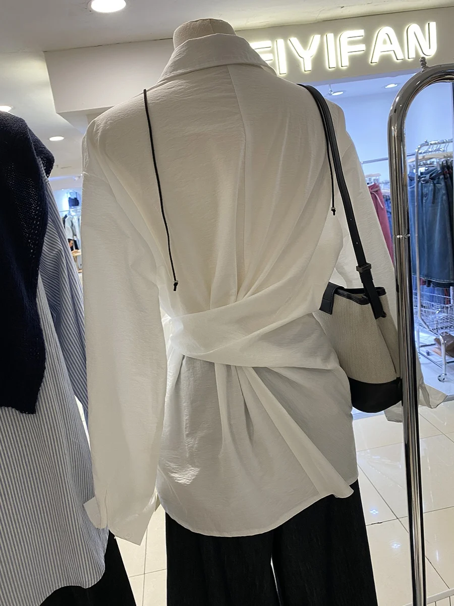 Женские рубашки с длинными рукавами Design Sense ранняя осень 2024 новая утягивающая