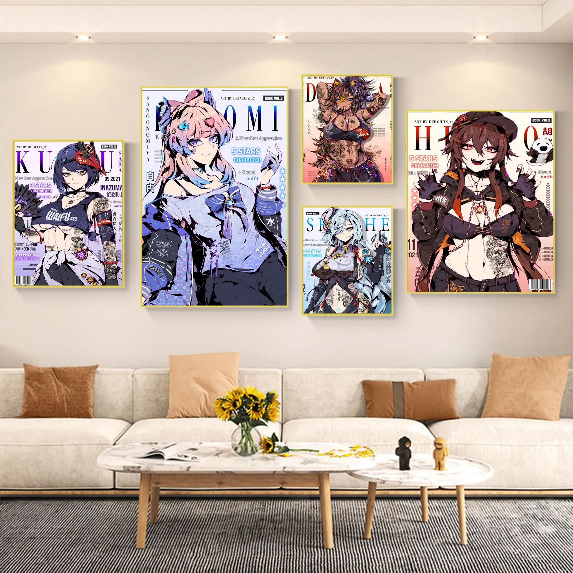 

Genshin Impact Vintage Posters Sticky Whitepaper Sticker DIY Room Bar Cafe Stickers Wall Painting