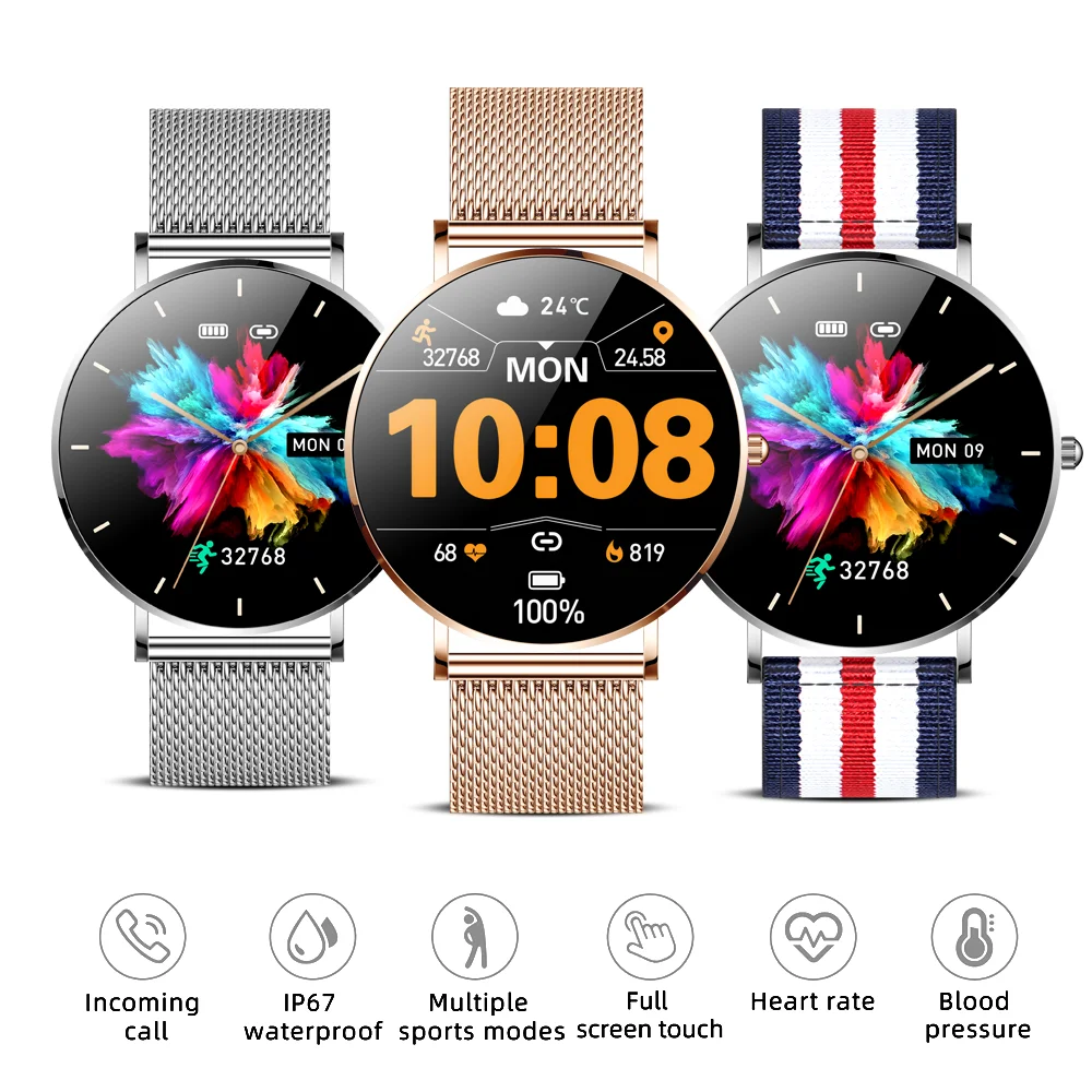 

2022 1.3Inch Thin AMOLED Smart Watch BT5.0 Smartwatch Daily Assistant IP67 Waterproof For IPhone Huawei XiaoMi Android Phones