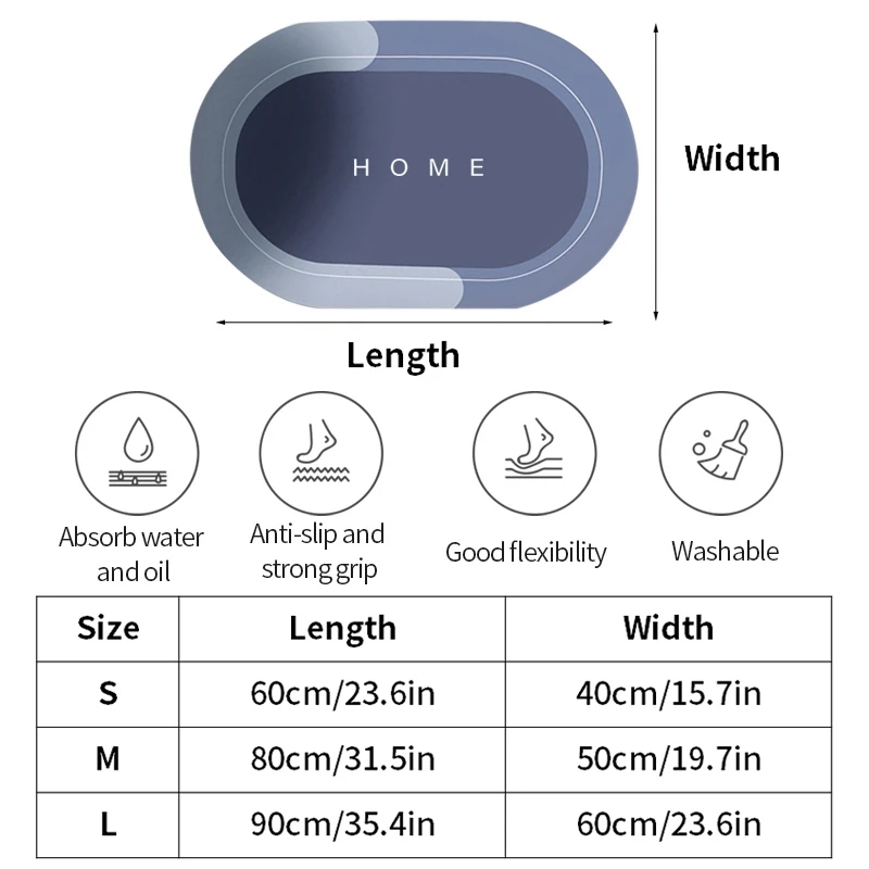 Напольный коврик для ванной супервпитывающий Противоскользящий легко моющийся