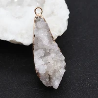 irregular sword shape druzy crystal natural stone pendants charms druzy gem quartz nugget for jewelry making trendy necklace