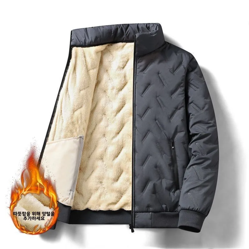 2024 зимнее пальто больших размеров на хлопковой подкладке мужское флисовой с