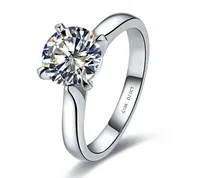 Solid 18K White Gold AU750 Ring 2CT Round Moissanite Diamond Women Wedding Engagement Ring Best Anniversary Day Gift For Girl