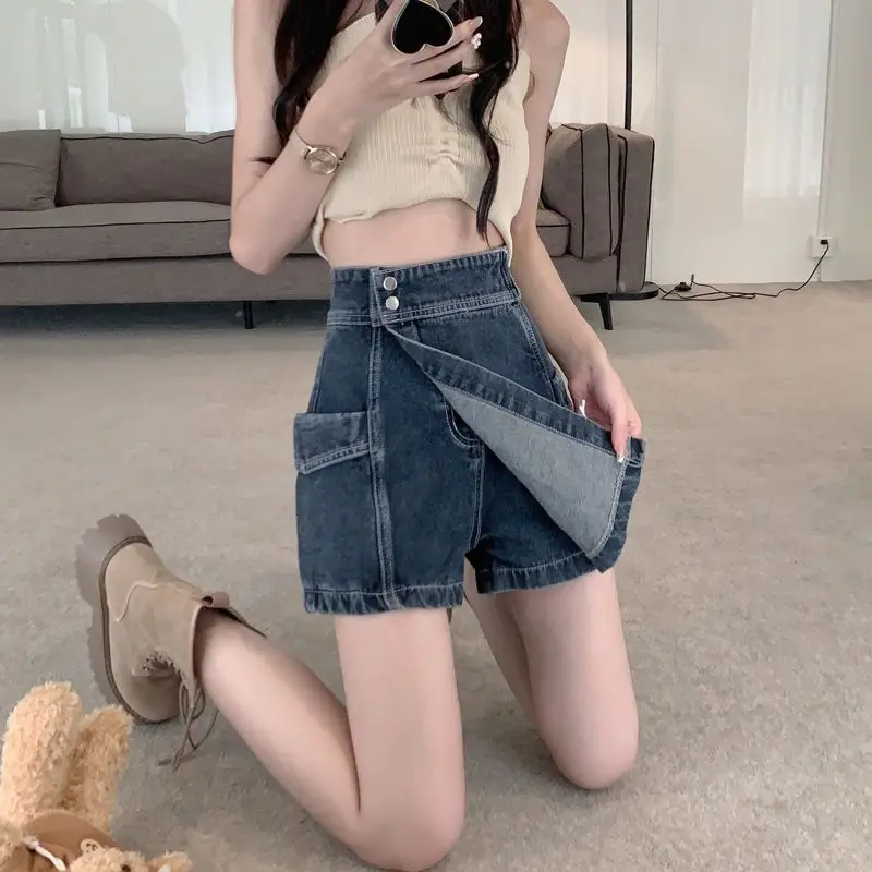 Korean Summer Style Commuter Style Women's Outwear Shorts Asymmetric Design High Waist Slim Loose Leg Versatile Short Skirt