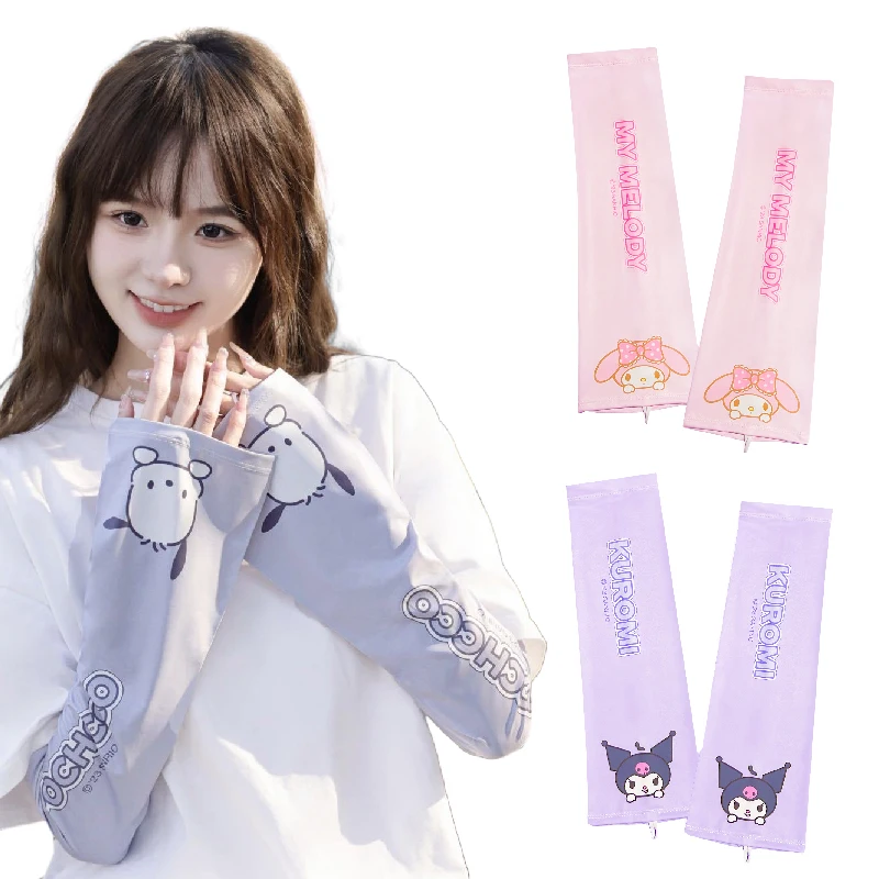 

Anime Cute Sanrio Cinnamoroll Kuromi Cartoon Sunscreen Arm Sleeves Kawaii Pachacco My Melody Summer Sports Quick Dry Ice Sleeves