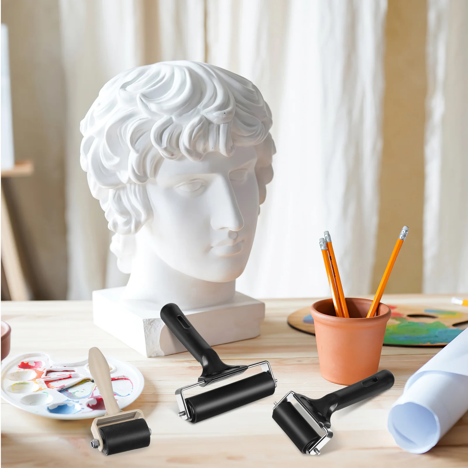 Набор резиновых роликов деревянный ролик для печати портативный клеевой