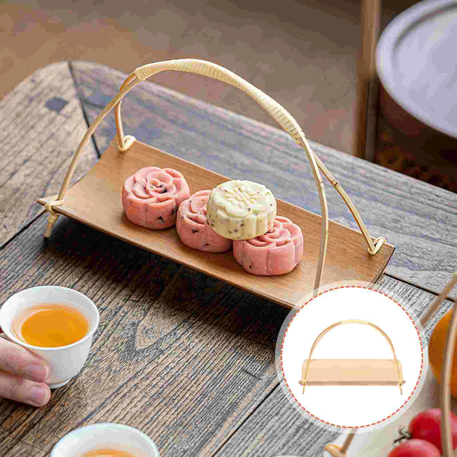 

Snack Tray Plate Fruit Dessert Serving Supplies Desktop Bamboo Multi Function Elegant Wear Resistant Household Tabletop