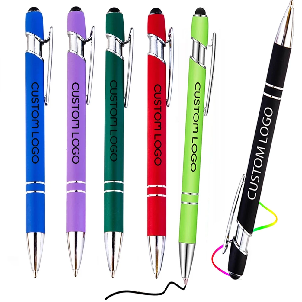 100Pcs Metal Capacitive Universal Touch Screen Stylus Ballpoint Pen Writing Stationery Office School Gifts Free Customized Logo