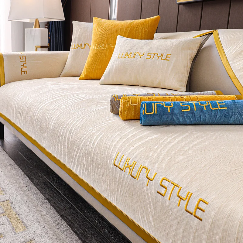 

Chenille Non-slip Sofa Cushion Couch Slipcover Light Luxury 1/2/3 Seater Sofa Cover Modern Corner Sofa Covers for Living Room