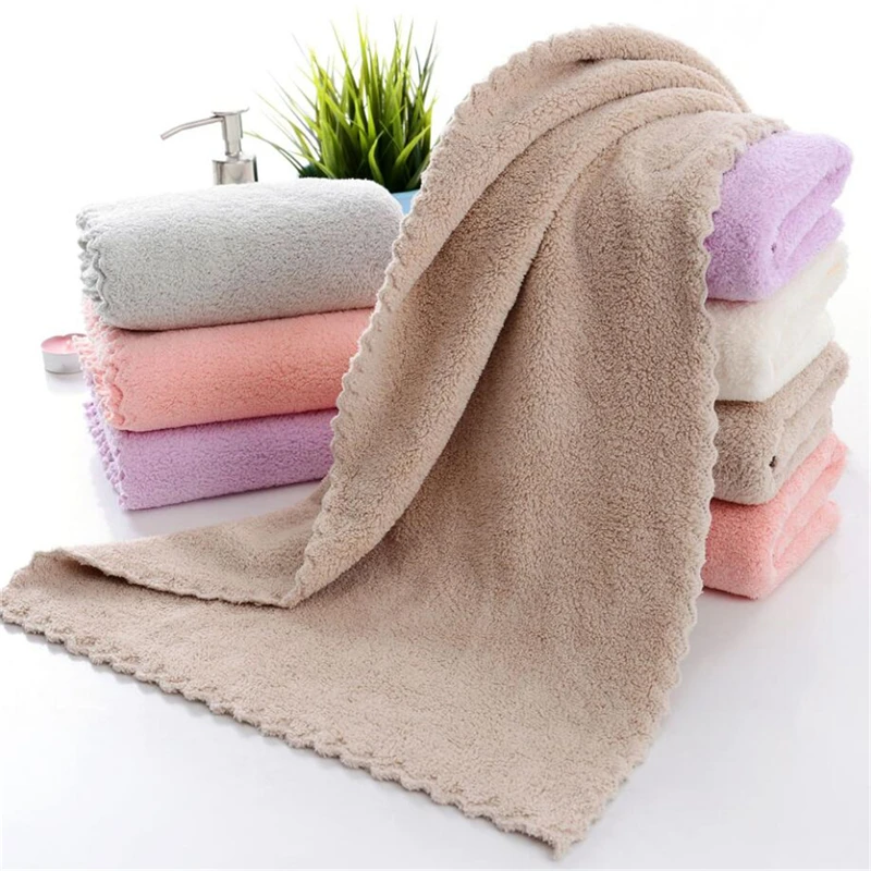 

Home Textile Towel Soft Dry Hair Water Absorbent Double-sided Coral Velvet Microfiber Towel Bath Car Washing Cleaning Supplies