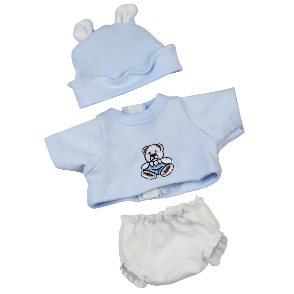 

New 11-inch Rebirth Doll Clothes Simulation Baby Blue Bear Three-piece Set