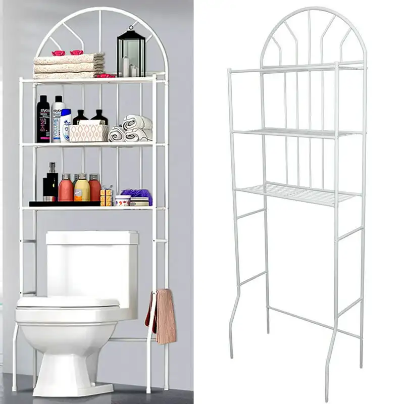 

Stylish White 25.6"L x 13.4"W x 69.7"H Over The Toilet Storage Rack Organizer, Perfect Bathroom Towel Shelf Space Saver.