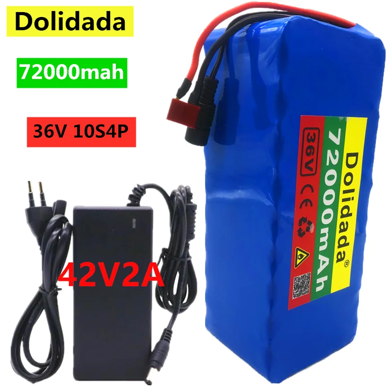 

Original 36V battery 10S4P 72Ah battery pack 500W high power battery 42V 72000mAh Ebike electric bike BMS+42V2A Charger