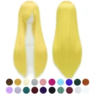 Soowee 24 цвета 80 см длинные прямые парики Зеленые Черные вечерние аксессуары для волос Синтетический волос Косплей парик для женщин