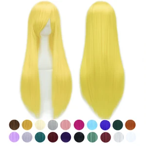 Soowee 24 цвета 80 см длинные прямые парики Зеленые Черные вечерние аксессуары для волос Синтетический волос Косплей парик для женщин