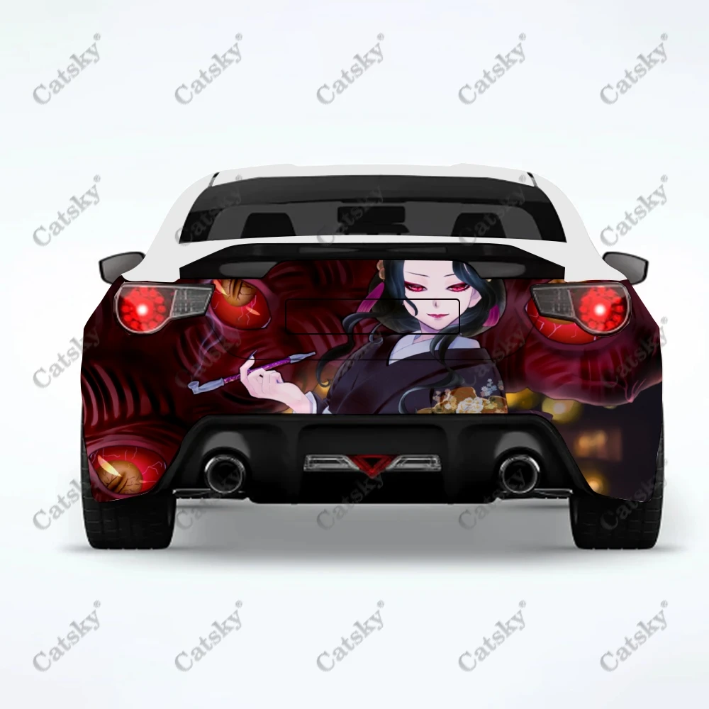 

Автомобильные аниме наклейки Muzan Kibutsuji для рассекания демонов, модификация грузовика, задний хвост, картина подходит для грузовиков, обезболивающие аксессуары, наклейки