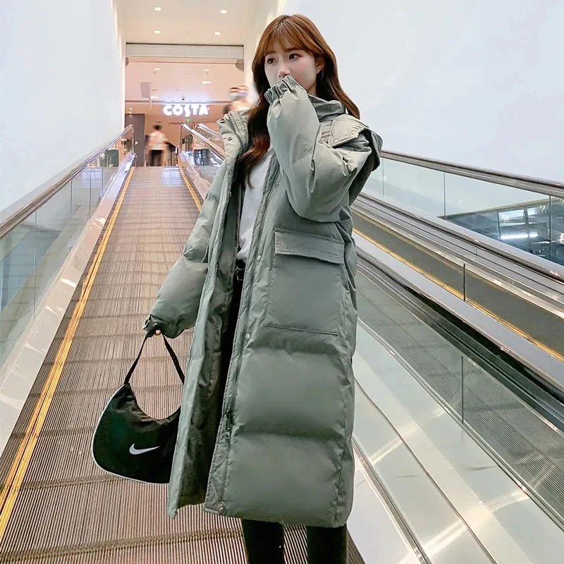 2022 New Winter Jacket Parkas Women Coat Hooded Overcoat Female Jackets Parka Thick Warm Cotton Padded Outwear Long Black Coat