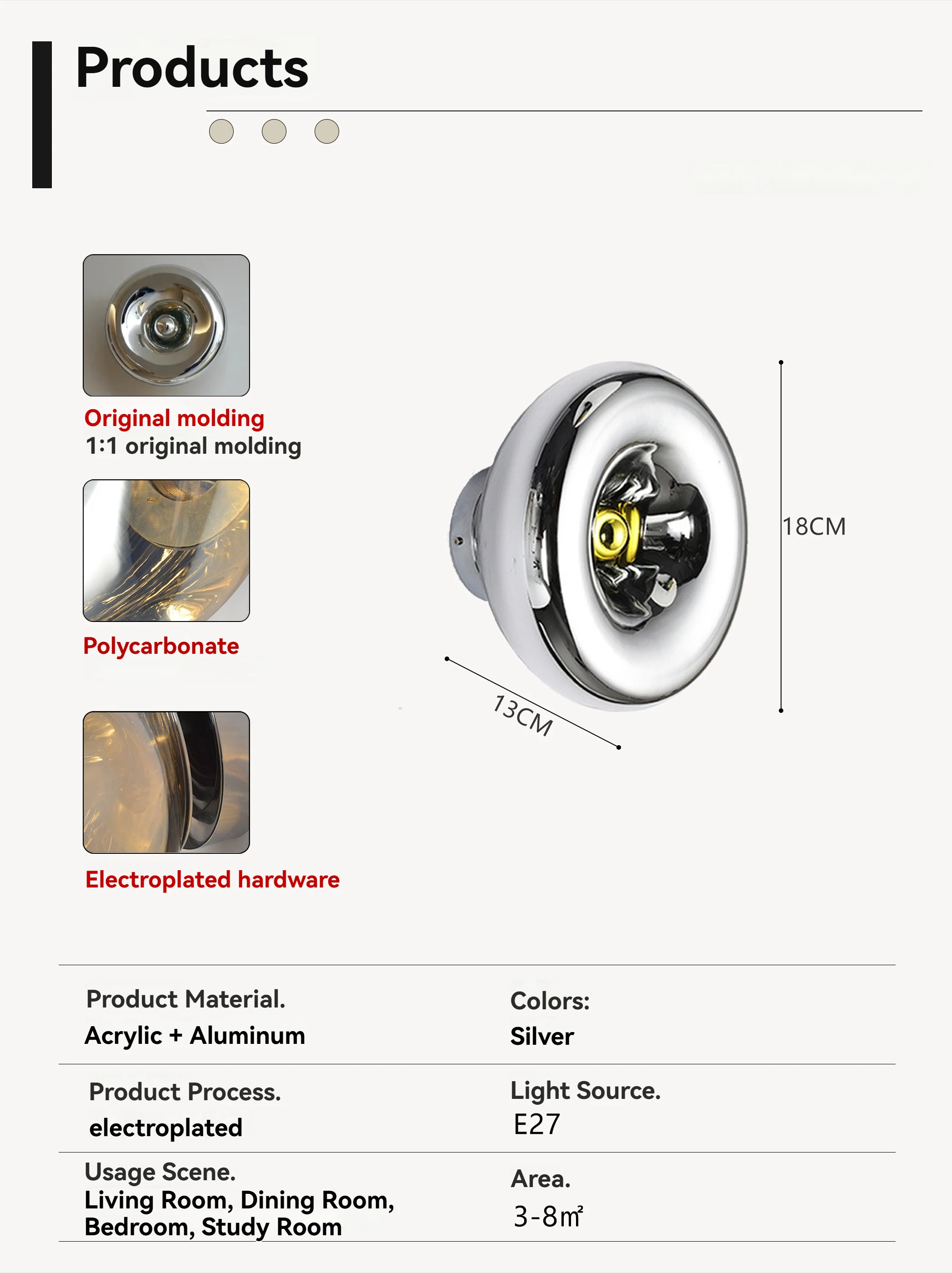 

Настенный светильник Lava Artpad хромированный золотой LED