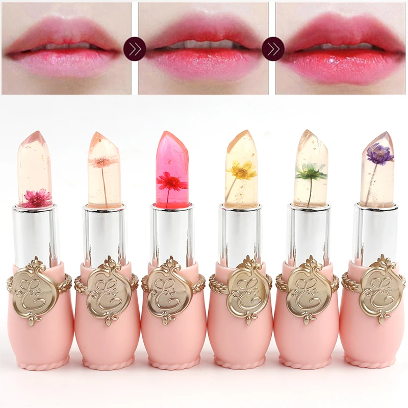 Three Scouts 1PC Color Changing Lipsticks Transparent Jelly Flower Lip Stick Waterproof Long Lasting Moisturizing Lipsticks Make