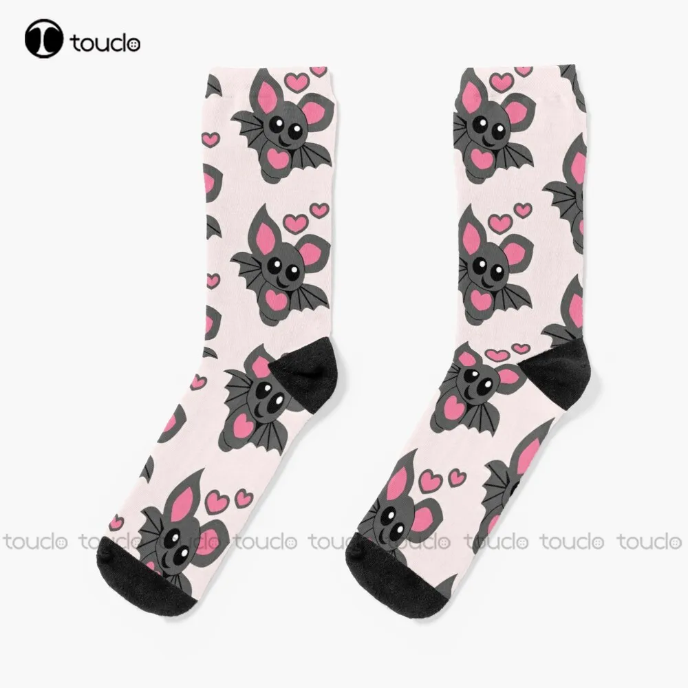 Cute Baby Bat Pink Socks Halloween Socks For Boys Unisex Adult Teen Youth Socks Design Happy Cute Socks  Creative Funny Socks