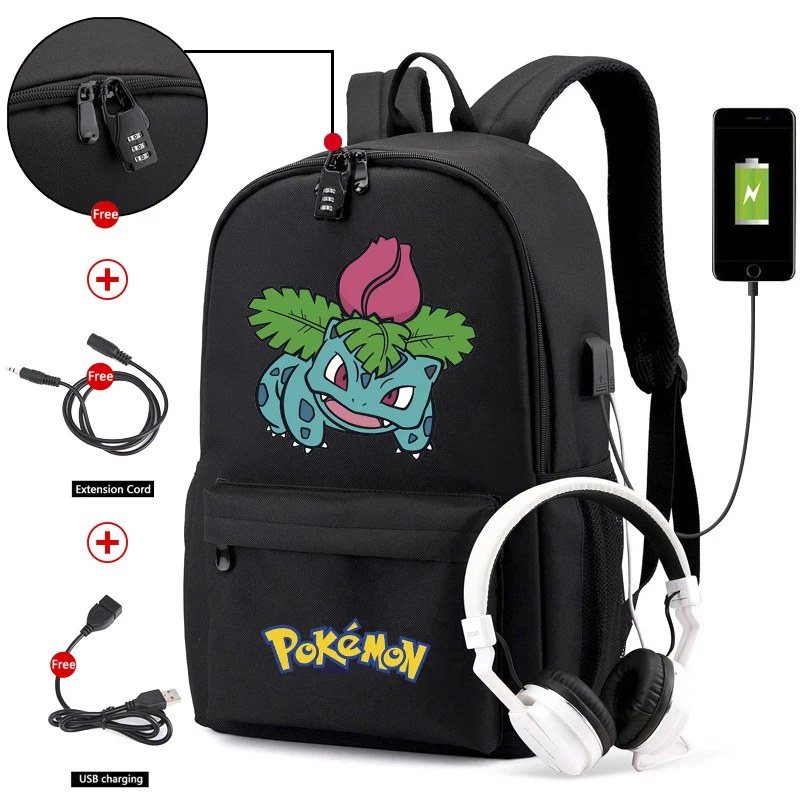 

Рюкзак для девочек и мальчиков с героями аниме и покемоном, рюкзак для школы, детская игрушка для подростков, Студенческая сумка с защитой от кражи