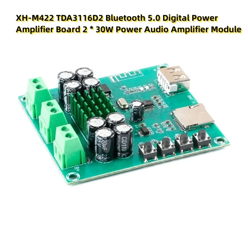XH-M422 TDA3116D2 Плата цифрового усилителя мощности Bluetooth 5 0 2*30 Вт Модуль звука
