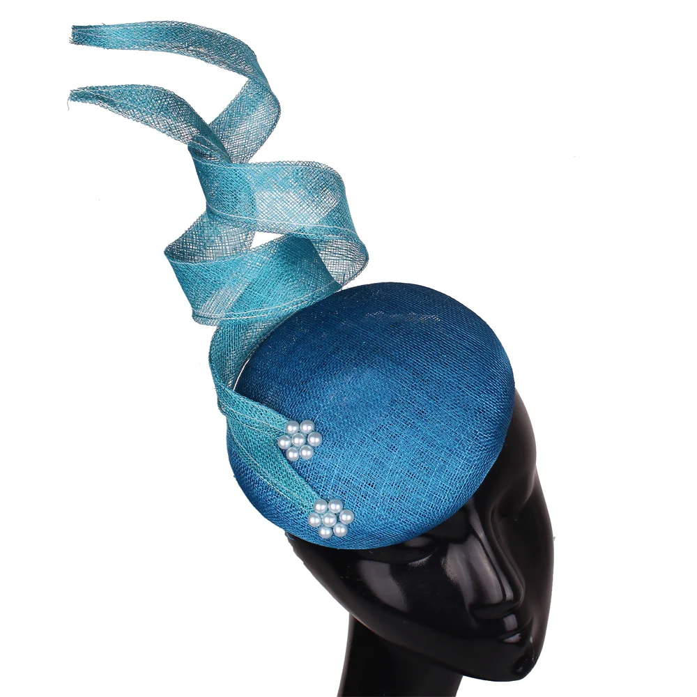 Фото Новые Sinamay Fascinators, женские вечерние чайные повязки на голову, женские свадебные головные уборы для свадьбы, модный случай №2