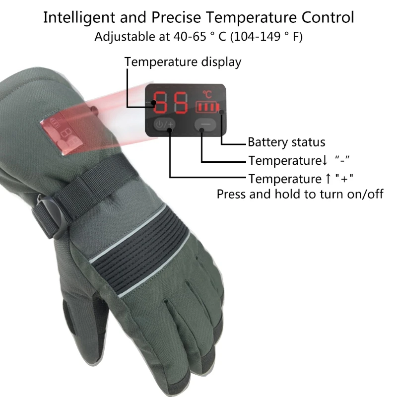 

Heating Gloves Electric Hand Warmers 7.4V 2200mAh Battery Rechargeable Heated Gloves with 3 Heating Levels for Men Women