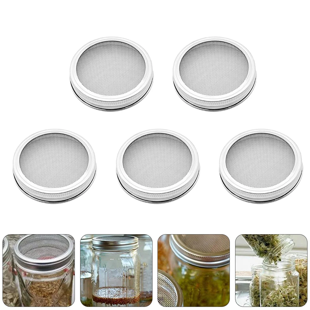 

Lid Jar Sprouting Lids Strainer Mason Kit Canning Screen Mesh Bean Grow Drain Sprout Can Stainless Steel Cover Wide Mouth Tray