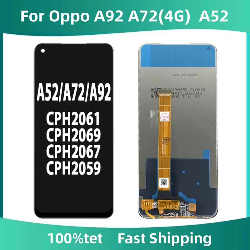 

Original Display 6.5" For Oppo A92 A72(4G) A52 LCD Touch Digitizer Screen Assembly CPH2059 CPH2061 CPH2069 CPH2067 LCD