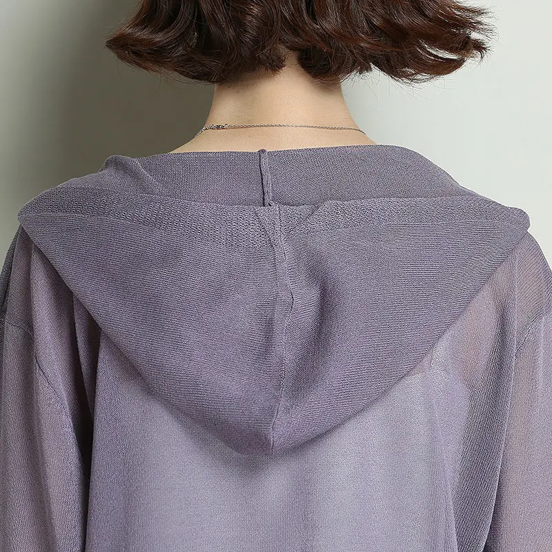 Солнцезащитная рубашка с капюшоном вязаный свитер из ледяного шелка Женская