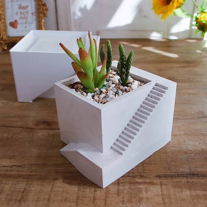 

Square Staircase Potted Silica Gel Mold Flowerpot Concrete Gypsum Silicone Mold