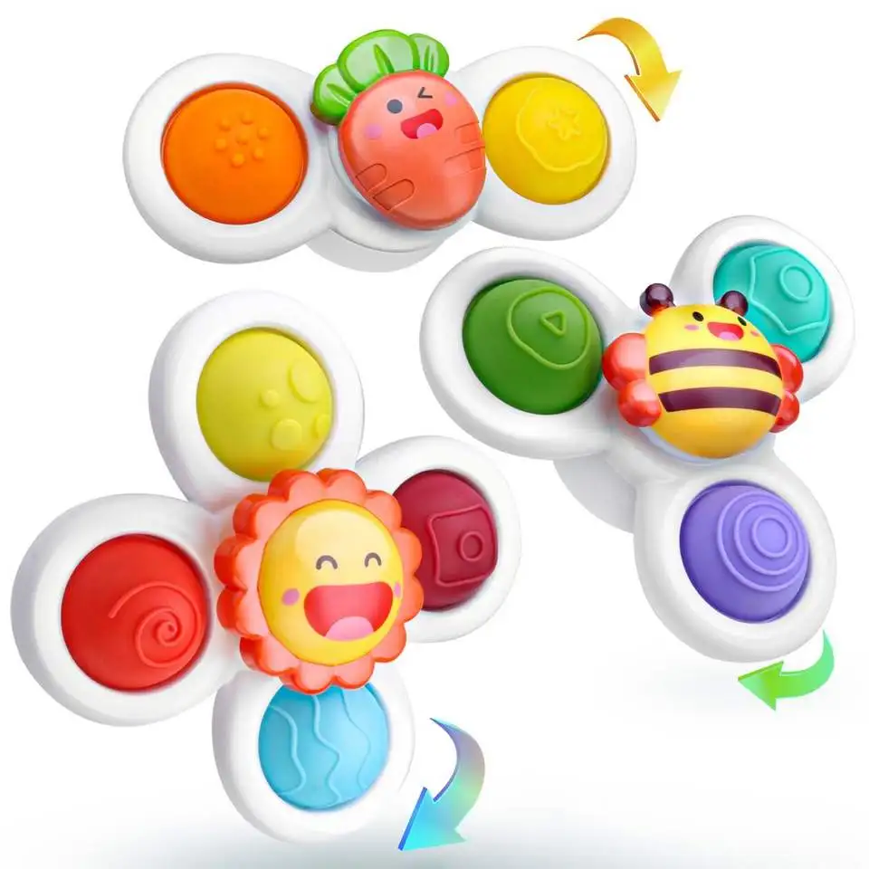 

Присоски, вращающаяся игрушка для малышей, насекомые, гироскоп, снятие стресса, развивающие игрушки, вращающиеся погремушки на присоске, Наборы игрушек для ванной