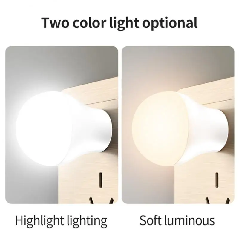 

Mini LED Night Light Portable Warm White Light Round USB Emergency Light Computer Power Bank Light Living Room Bedroom Bedside