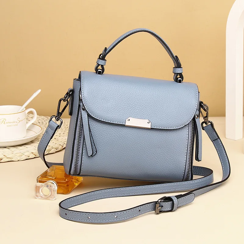 

Women's Leather Bag New 2021 Fashion Handbag Top Layer Cowhide Single Shoulder Messenger Bag Trend Small Square Bag